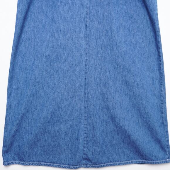 Studio Ease Blue Denim Overall/Jumper Midi Dress Sz 10 USA Made 100% Cotton - Picture 11 of 11